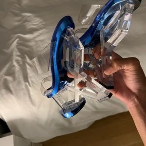 Hot stripper shoes blue pvc